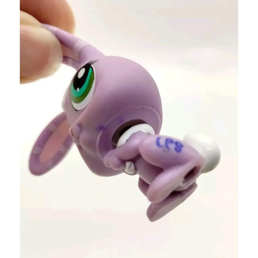Littlest Pet Shop #828 Bunny Rabbit Purple White Striped Ears Green Dot Eyes